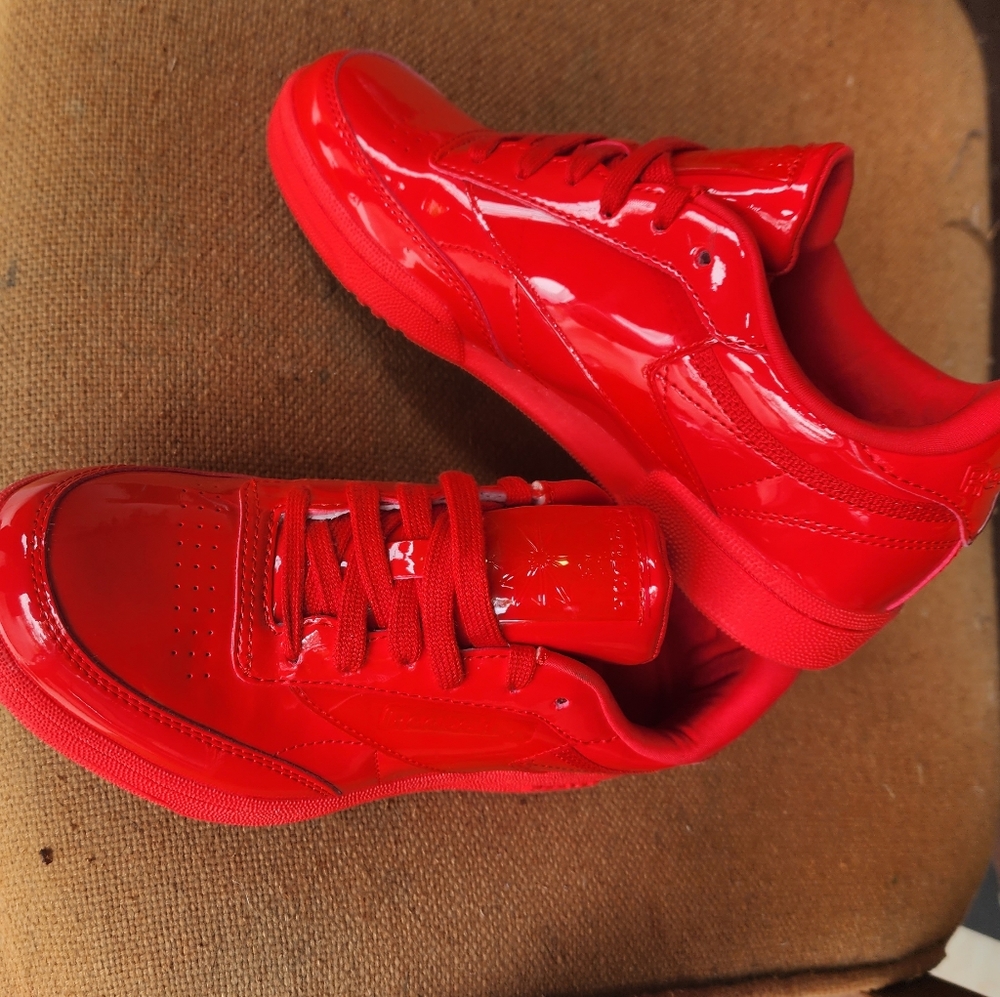 Cardi B x Reebok Club C J Instinct RED patent Leather size 4 Brand New no tags